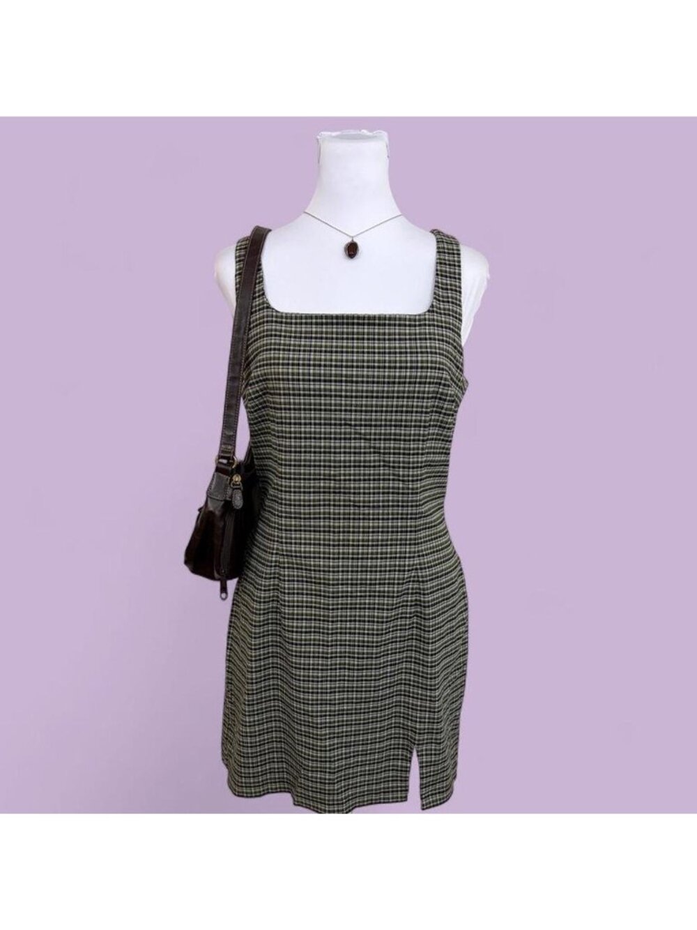 90s plaid grunge mini dress